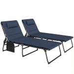 Outsunny Set of Two Reclining Sun Loungers - Dark Blue