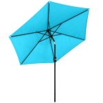 Outsunny 2.6 m Garden Parasol Umbrella with Aluminium Pole, Outdoor Patio Umbrella with Tilt and Crank, Vent, Blue
