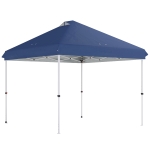 Outsunny 3 x 3 m Pop Up Gazebo with Wheels, UPF50+ One-Touch Outdoor Garden Party Tent Marquee Wedding Awning Canopy, Dark Blue