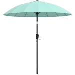 Outsunny 2 m Shanghai Garden Parasol Umbrella with 16 Fibreglass Ribs, Outdoor Parasol Sun Shade with Crank & Tilt, Turquoise