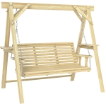 Outsunny Three-Seater Wooden Swing Bench