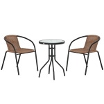 Outsunny 3 Pieces Rattan Bistro Set - Brown