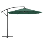 Outsunny 3 m Overhanging Cantilever Parasol, with Cross Base - Dark Green