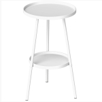 Outsunny Two-Tier Metal Garden Table - White