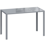 HOMCOM 120cm Dining Table, Rectangle 4 Seater Kitchen Table with Tempered Glass Top and Metal Legs, Grey