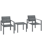 Outsunny 3 Pieces Garden Bistro Set for 2, Outdoor Bistro Table and Chairs with Metal Frame, Plastic Patio Furniture Set