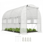 Outsunny Walk-in Polytunnel Greenhouse Green House with Roll-up Sidewalls, UV-resistant PE Cover, 3 x 2 x 2m, White