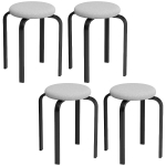 HOMCOM Set van 4 stapelkrukken, moderne gestoffeerde ronde krukken zonder rugleuning voor keuken en eetkamer, grijs