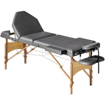 HOMCOM Camilla Masaje Plegable de Madera de 3 Zonas con Altura Respaldo Reposacabezas Ajustables Brazos 215x60x64-89 cm Gris