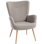 HOMCOM Fotoliu modern din material Sherpa îmbunătățit cu spătar înalt și brațe, Gri