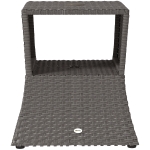 Outsunny Rattan Outdoor Coffee Table, Wicker Garden Patio Bistro Side Table with Umbrella Hole and Storage Space, Dark Grey