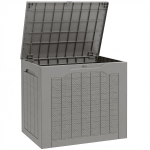 Outsunny 93L Plastic Garden Storage Box, Outdoor Storage Box with Handles, Waterproof Outdoor Storage Container, Khaki