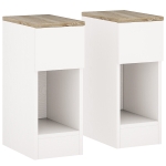 HOMCOM Set of Two Modern Storage Bedside Tables - Cream White