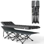 Outsunny Cama de Camping Plegable con Colchón Extraíble Reposacabezas y Bolsa de Transporte 186x68x37 cm Gris Oscuro