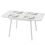 Outsunny Table de Jardin Rectangulaire pour 4-6 Personnes, Plateau en WPC et Cadre en Métal, Pieds Réglables, 140x80x75cm, Blanc
