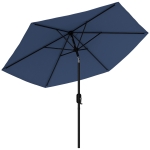 Outsunny 2.6 m Garden Parasol Umbrella with Aluminium Pole, Outdoor Patio Umbrella with Tilt and Crank, Vent, Navy Blue