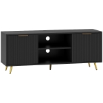 HOMCOM Modern TV Stand Cabinet for TVs up to 55", TV Unit with 2 Open Shelves and 2 Cabinets, Entertainment Centre with Cable Management for Living Room, Black