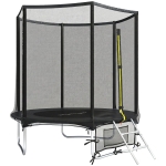 SPORTNOW Trampoline Extérieur Ø183 cm Trampoline pour Enfants +6 Ans Adultes avec Filet de Sécurité Échelle de 2 Marches Noir
