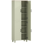 HOMCOM Freestanding Kitchen Cupboard, 4-Door Storage Cabinet with Adjustable Shelves, Modern Kitchen Pantry, 170cm, Green