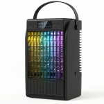 HOMCOM Portable Air Conditioner, 4-in-1 Mini Air Cooler with 4 Wind Speed, 2 Cool Mist, RGB 7 LED Light, Black