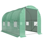 Outsunny Walk-in Polytunnel Greenhouse, Outdoor Garden Tunnel Greenhouse Tent with Zipped Roll-Up Door and 6 Mesh Windows, 3 x 2M