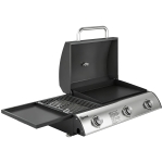 Outsunny Gasbarbecue 7,5 kW Draagbare Tafelbarbecue met 3 Branders Zijtafel Bakplaat Emaille-Grillroosters Vetopvangschaal