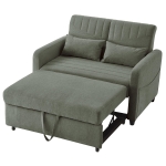 Divano pieghevole a due posti, rivestimento in cotone-lino, 114x77x82,5 cm, Verde militare
