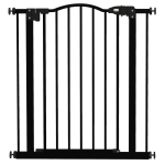 PawHut Metal 74-80cm Adjustable Pet Gate Safety Barrier w/ Auto-Close Door Black