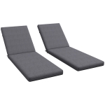 Outsunny Set 2 Cuscini per Sedie da Esterno con Lacci e 2 Imbottiture, in Poliestere e Cotone, 190.5x58.4x7 cm, Grigio