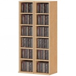 HOMCOM Lot de 2 étagères colonnes armoire de rangement CD-DVD 12 compartiments 21 x 22,5 x 88,5 cm capacité 204 CD bois naturel