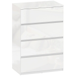 HOMCOM High Gloss Chest of Drawers, 4-Drawer Storage Cabinets, Modern Dresser for Bedroom, White