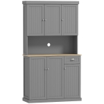 HOMCOM Mobile Dispensa Stile Country con Mensole Regolabili, Armadietti e Cassetto, in Legno, 101x39x180 cm, Grigio