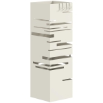 HOMCOM Portaombrelli Quadrato in Metallo con Vassoio Antigoccia Rimovibile e 4 Ganci, 15.5x15.5x49 cm, Beige