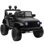 HOMCOM Kids Electric Ride On Car 12V Off Road Toy with Parental Remote Control 2 Motors Horn Lights Suspension Wheels for 3-6 Years Old Black