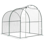 Outsunny Walk-in Polytunnel Greenhouse with Roll-up Door Transparent Tunnel Greenhouse with Steel Frame and PVC Cover, 2.5 x 2m