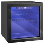 HOMCOM Weinkühler für 12 Flaschen, 36 L Kapazität, 4–16°C, Unterbau Kühlschrank für Getränke und Bier, mit Glastür, LED-Licht