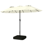 Outsunny Parasol de jardin extérieur parasol double face rectangulaire base et sacs de sable protection UV 50+ 295x148cm beige