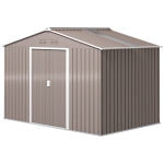 Outsunny Abri de jardin 5,4 m² 2,77 x 1,95 x 1,92 m kit de fondation porte coulissante ventilations tôle acier, gris clair