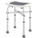 HOMCOM Tabouret de douche chaise de douche - assise rembourré et réglable, patins à ventouses antidérapants, en aluminium gris