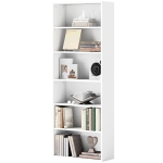 HOMCOM Bibliothèque étagère de rangement 6 niveaux avec étagères réglables pour salon, chambre, bureau, 60x24x158,5cm, blanc