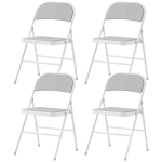 HOMCOM Lot de 4 chaises pliantes chaises de salle à manger portables cadre en acier 45 x 46 x 78 cm blanc
