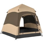 Outsunny Double Layer Instant Pop Up Tent with Rainfly, Portable Camping Shelter with Sewn-in Groundsheet and Carry Bag, Brown