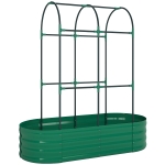 Outsunny Galvanised Raised Garden Bed with Arched Trellis, 4 x 2 x 4.6ft Metal Raised Bed for Garden with Open Bottom, Green