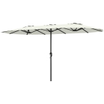 Outsunny Parasol de jardin extérieur, grand parasol double 4,6 m avec manivelle et protection UV50+, housse de protection, crème