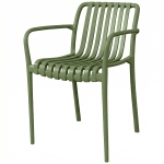 Outsunny Ensemble de 4 chaises de patio empilables, chaises de repas d'extérieur avec dossier incurvé, assise à lattes et accoudoirs