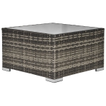 Outsunny Square PE Wicker Rattan Table with Glass Top - Dark Grey