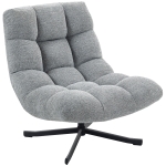 HOMCOM Fauteuil salon sans accoudoirs, chaise pivotante en tissu chenille imperméable, assise large, 75 x 95 x 90 cm, gris