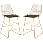 HOMCOM Barhocker Set, geometrisches Metalldesign, abnehmbares Samtkissen, Fußstütze, Gold