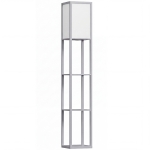 HOMCOM 3-Tier Floor Lamp with Shelves and Storage, Modern Corner Standing Lamp with Lampshade, Reading Light with Foot Switch for Living Room, Bedroom, Home Office, Bulb not Included, Grey