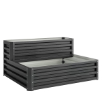 Outsunny 2 Tier Raised Garden Bed, Galvanised Planter Box with Open Bottom for Vegetables Flowers Herbs, 120x101x58cm, Dark Grey